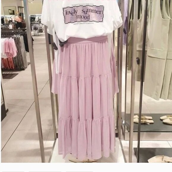 Zara Lilac Tulle Midi Skirt TRF Size S NEW WITHOUT TAG! - Picture 4 of 7
